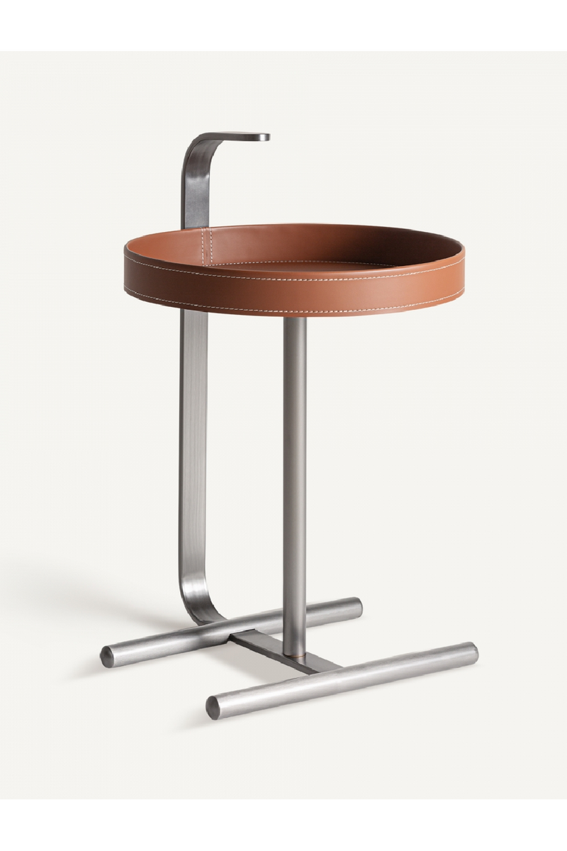 Table d'appoint en cuir brun | Vical Home Geisinngen | OROA.fr