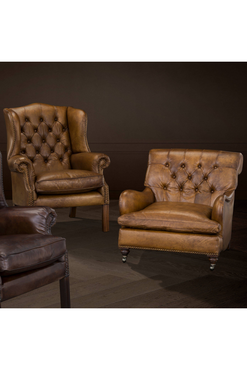 Fauteuil matelassé en cuir | Eichholtz Caledonian | Meubleluxe.fr