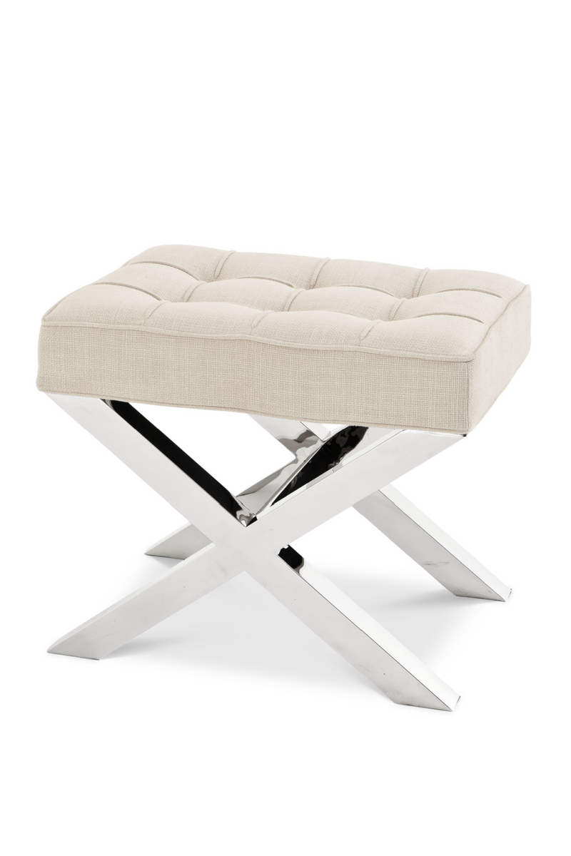 Tabouret en X beige | Eichholtz Beekman | Meubleluxe.fr