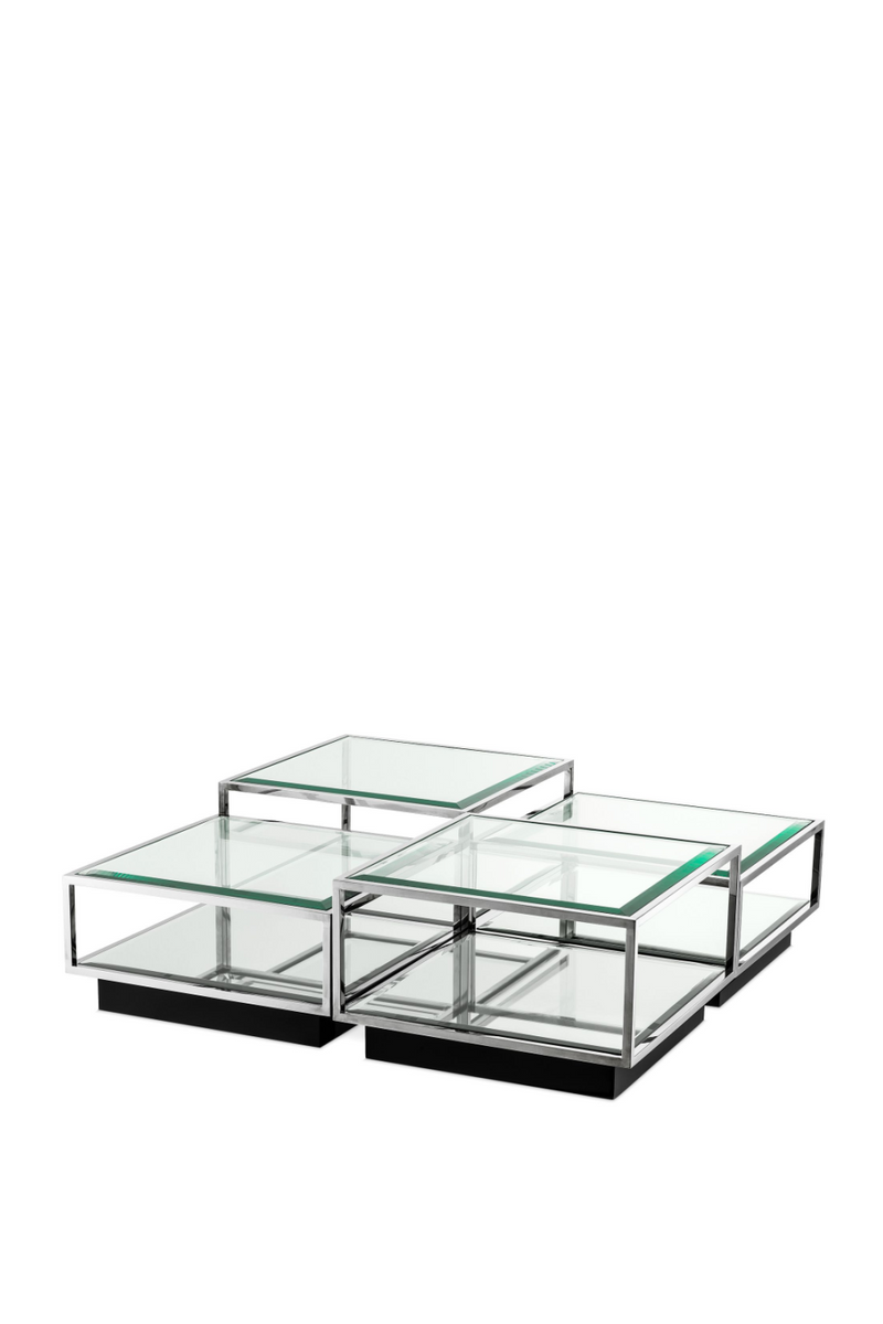 Table basse argentée en verre (lot de 4) | Eichholtz Tortona | Meubleluxe.fr