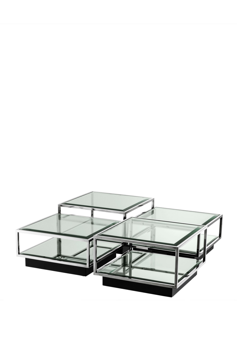 Table basse argentée en verre (lot de 4) | Eichholtz Tortona | Meubleluxe.fr