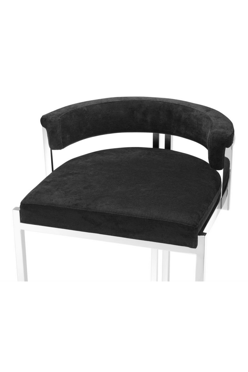 Chaise de comptoir argentée en velours noir | Eichholtz Dante | Meubleluxe.fr