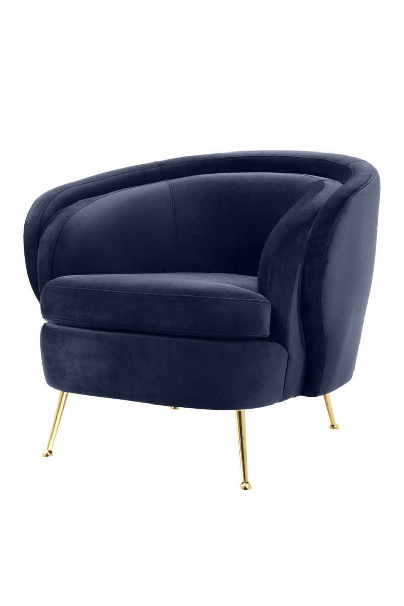 Fauteuil en velours bleu nuit | Eichholtz Orion | Meubleluxe.fr