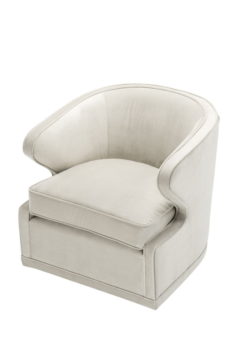 Fauteuil pivotant en velours beige | Eichholtz Dorset | Meubleluxe.fr