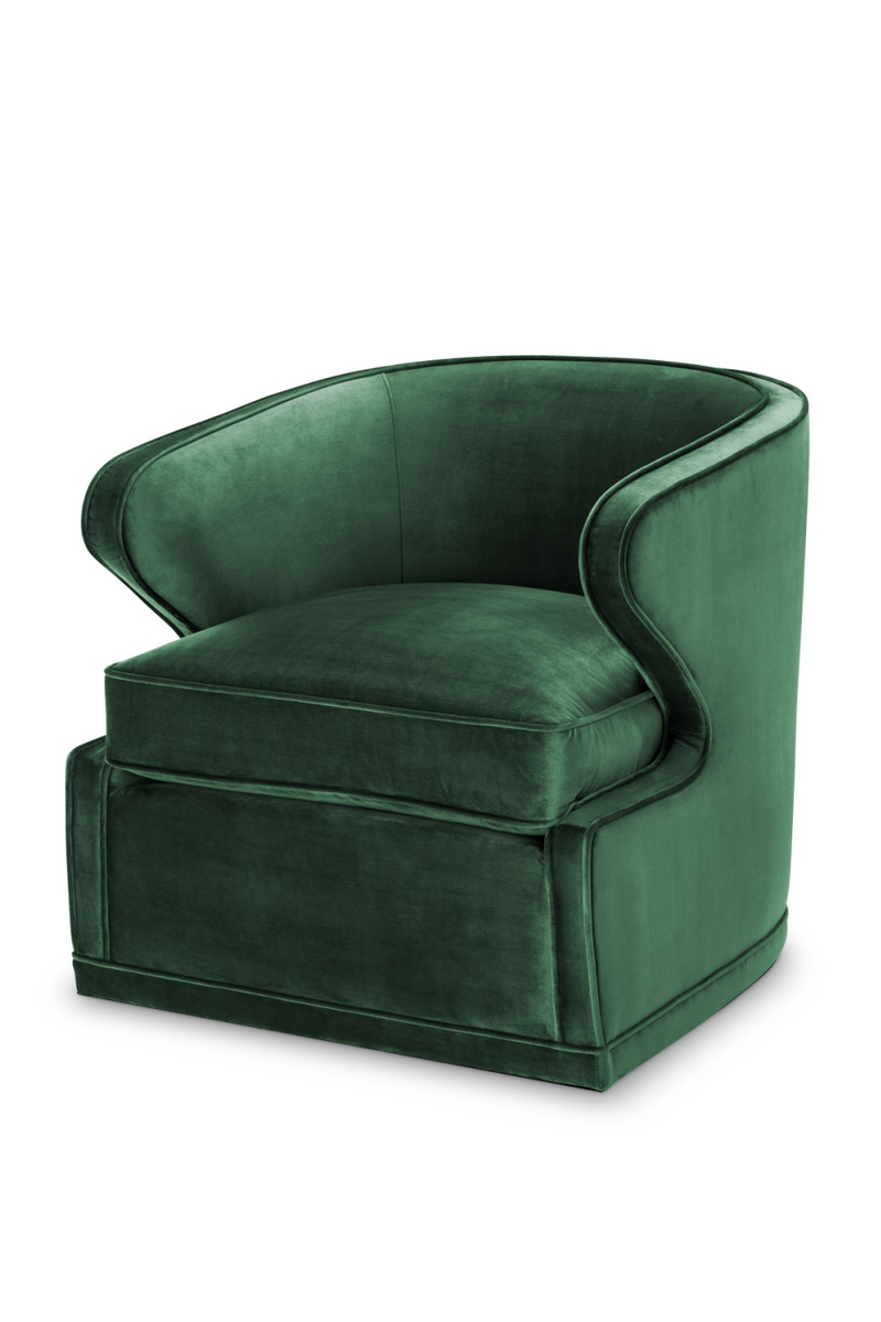 Fauteuil pivotant en velours vert | Eichholtz Dorset | Meubleluxe.fr