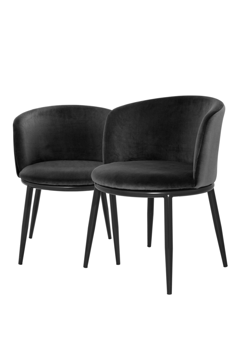 Chaises en velours noir (lot de 2) | Eichholtz Filmore | Meubleluxe.fr