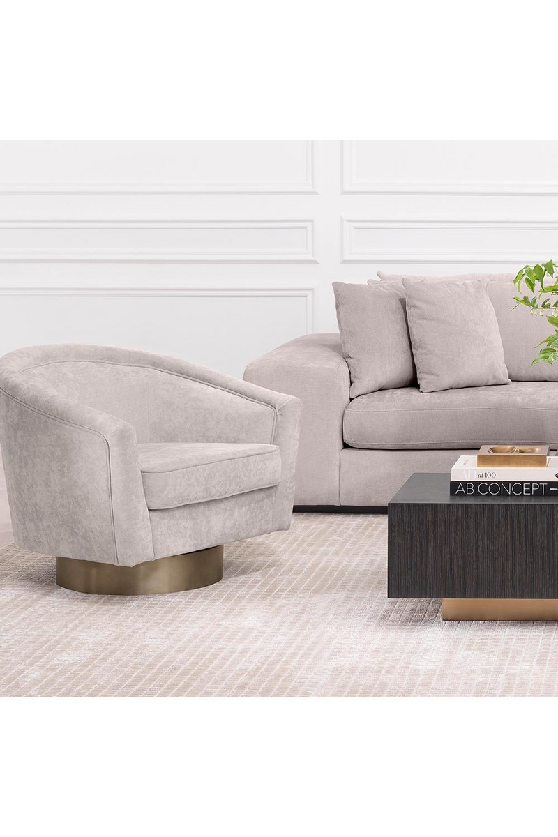 Fauteuil pivotant velours beige | Eichholtz Catene | Meubleluxe.fr