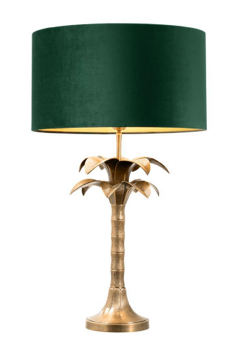 Lampe de table en laiton vieilli (abat jour vert) | Eichholtz Mediterraneo | Meubleluxe.fr