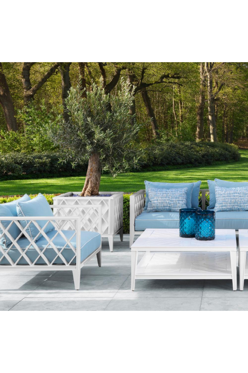 Jardinière cubique laquée blanche | Eichholtz Ocean Club | Meubleluxe.fr