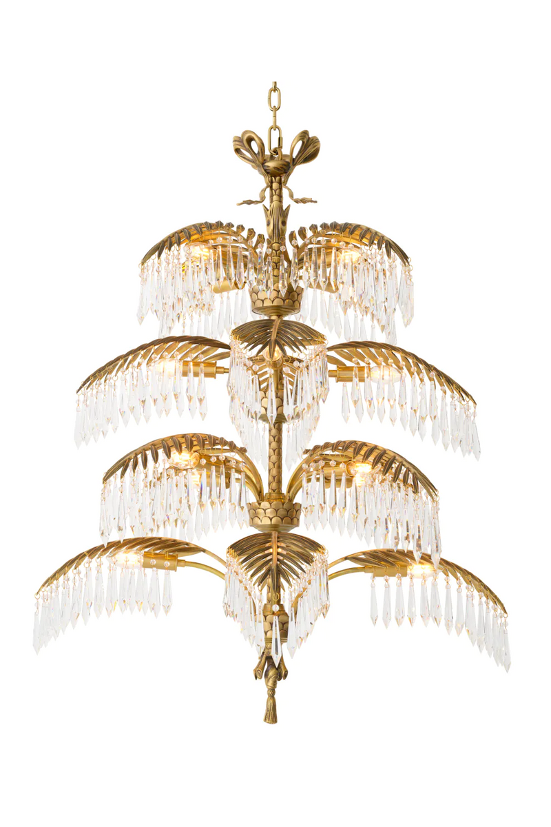 Lustre en laiton vieilli et verre cristal | Eichholtz Hildebrandt XL | Meubleluxe.fr