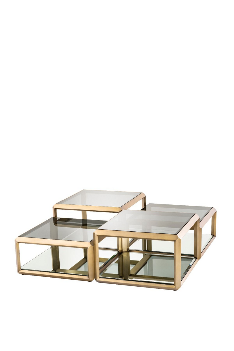 Table basse dorée en verre (lot de 4) | Eichholtz Callum   | Meubleluxe.fr