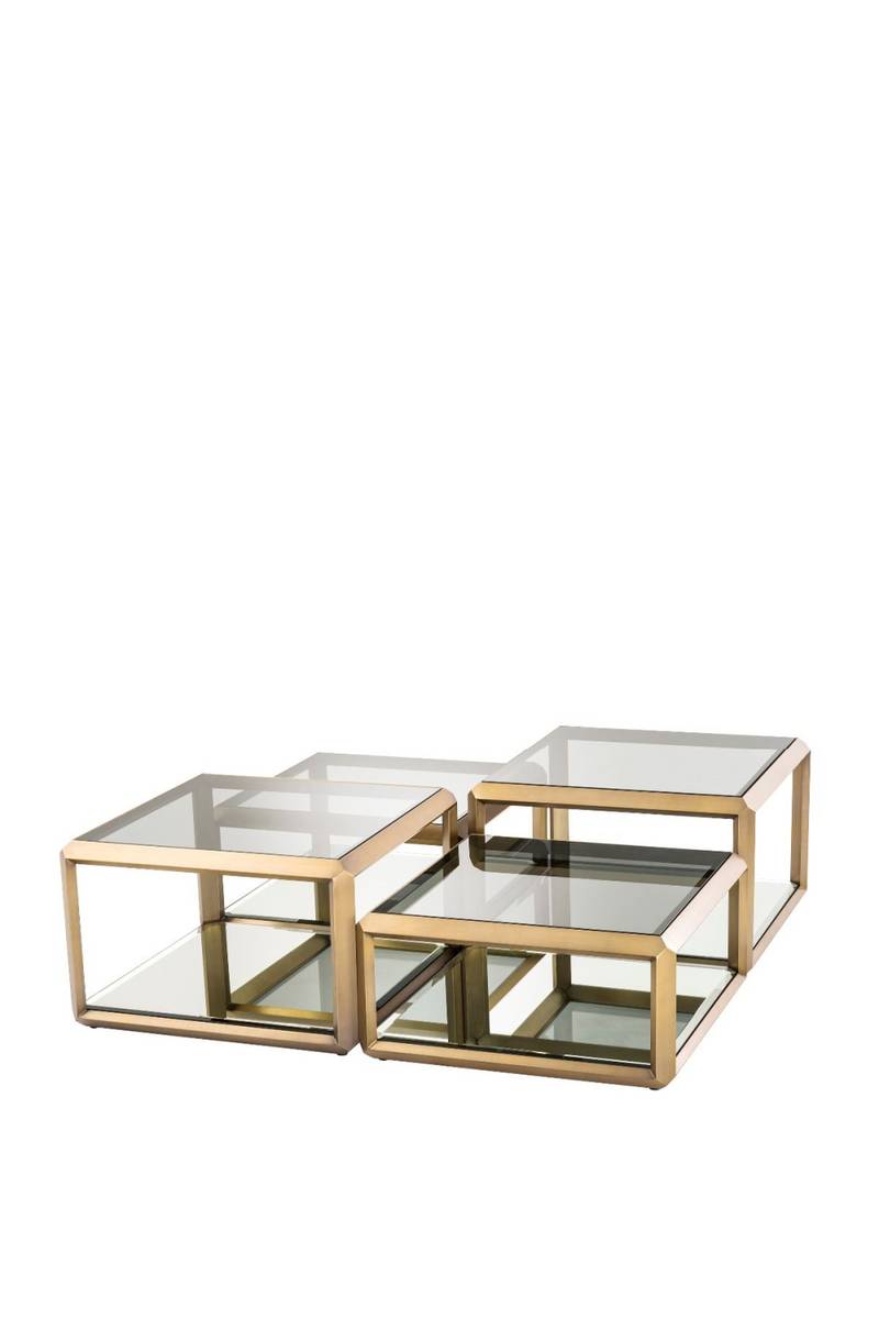 Table basse dorée en verre (lot de 4) | Eichholtz Callum   | Meubleluxe.fr