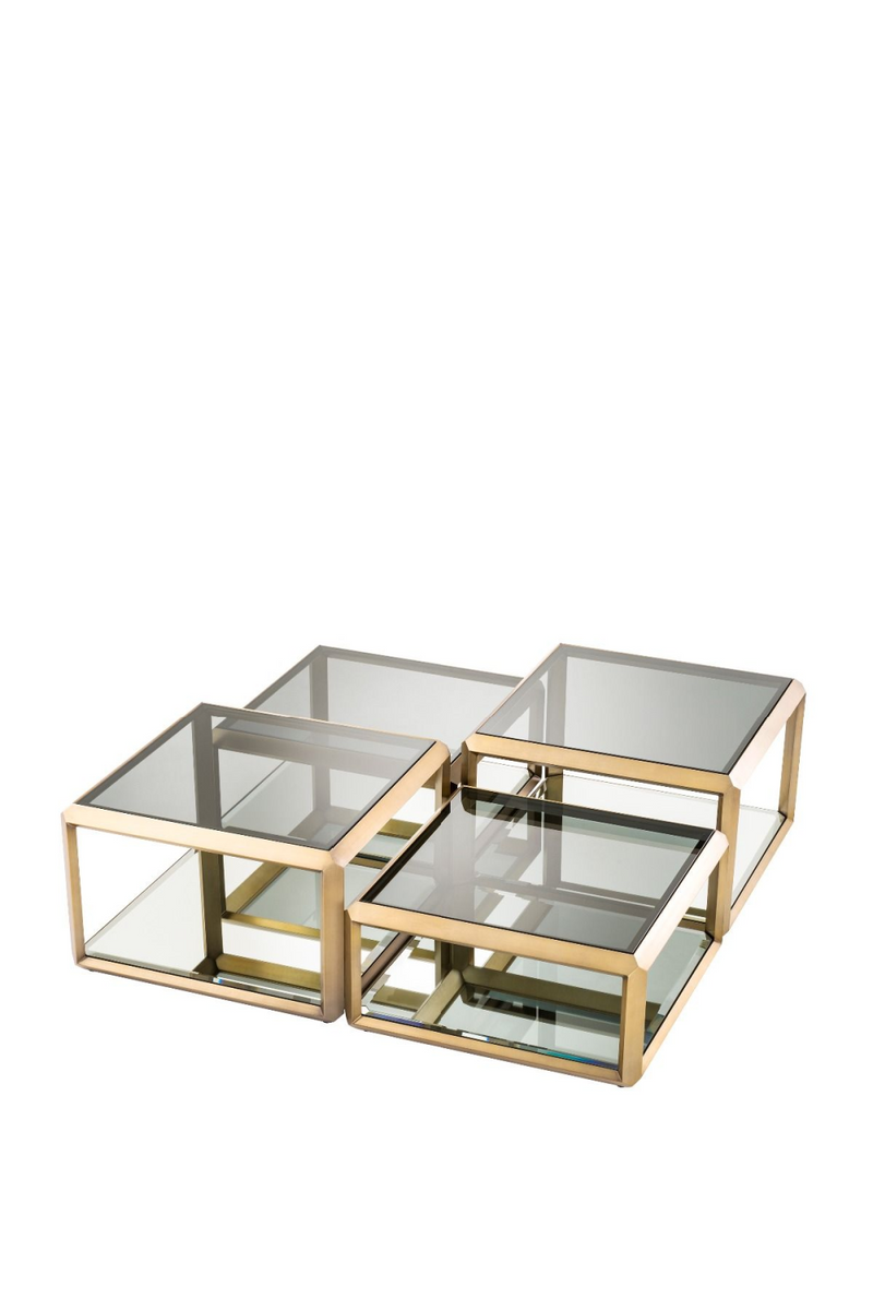 Table basse dorée en verre (lot de 4) | Eichholtz Callum   | Meubleluxe.fr