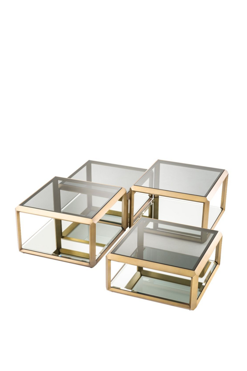 Table basse dorée en verre (lot de 4) | Eichholtz Callum   | Meubleluxe.fr