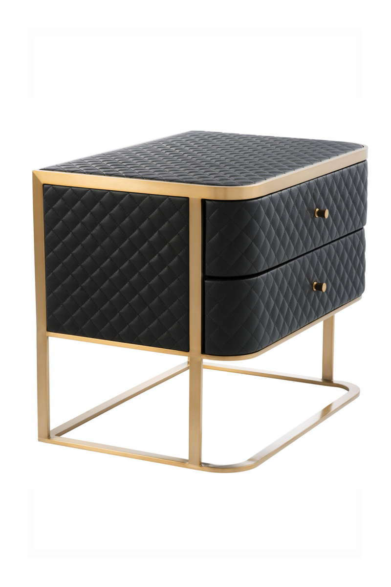 Table de chevet en cuir noir | Eichholtz Monfort | Meubleluxe.fr