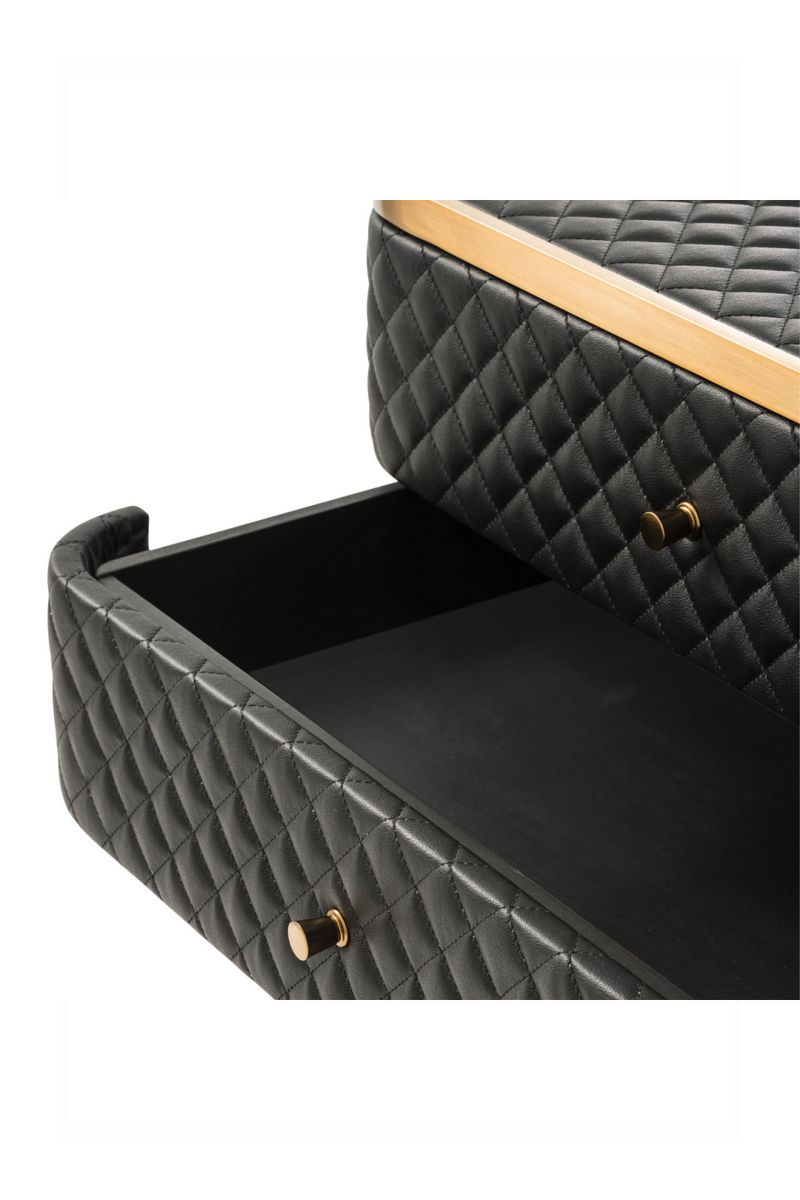 Table de chevet en cuir noir | Eichholtz Monfort | Meubleluxe.fr