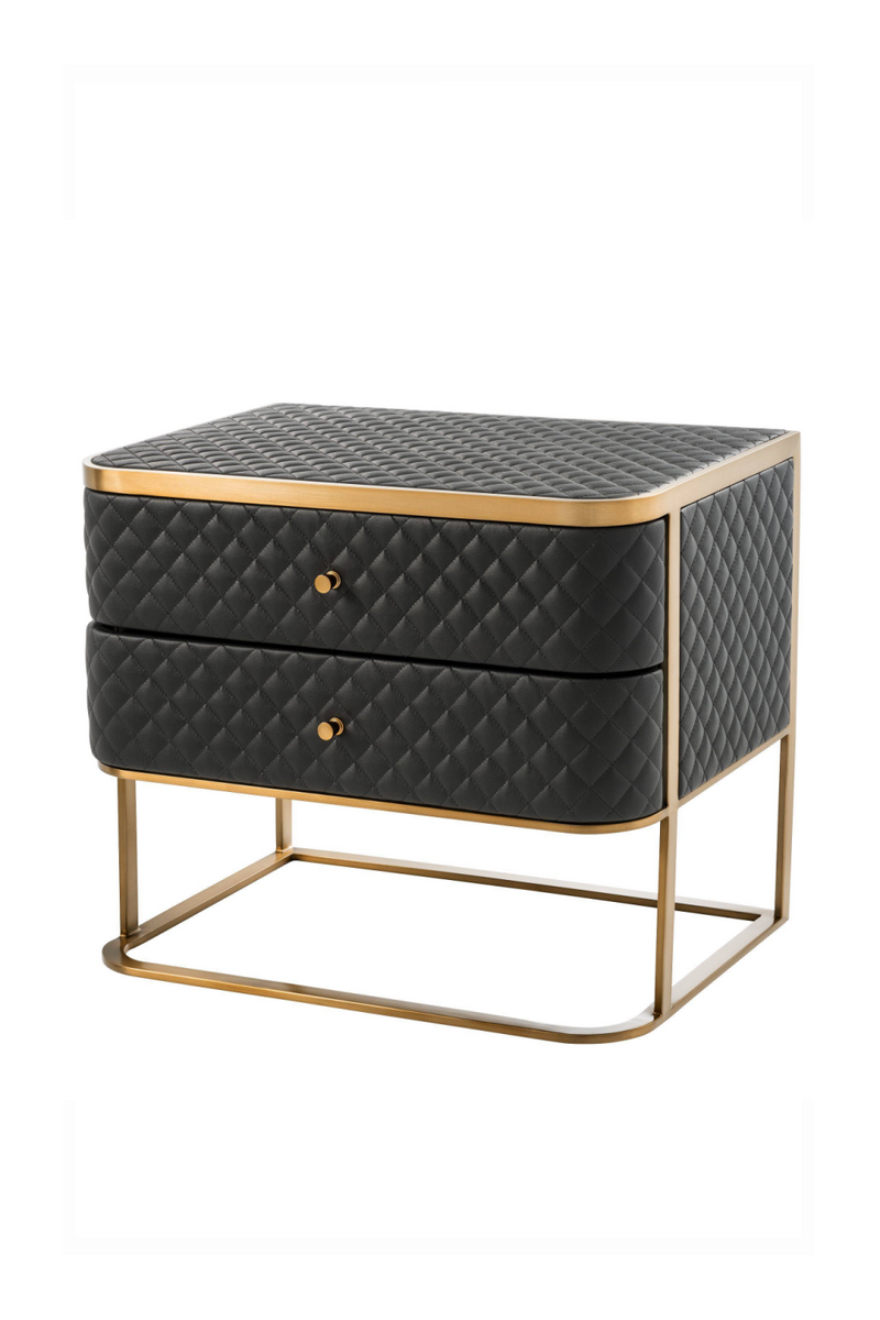 Table de chevet en cuir noir | Eichholtz Monfort | Meubleluxe.fr