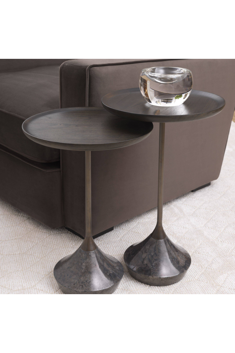 Table d'appoint en marbre gris (lot de 2) | Eichholtz Puglia | Meubleluxe.fr