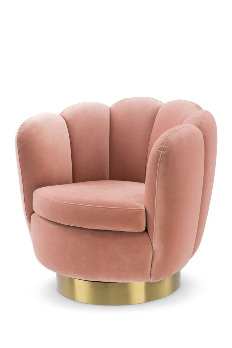 Fauteuil pivotant en velours rose | Eichholtz Mirage | Meubleluxe.fr