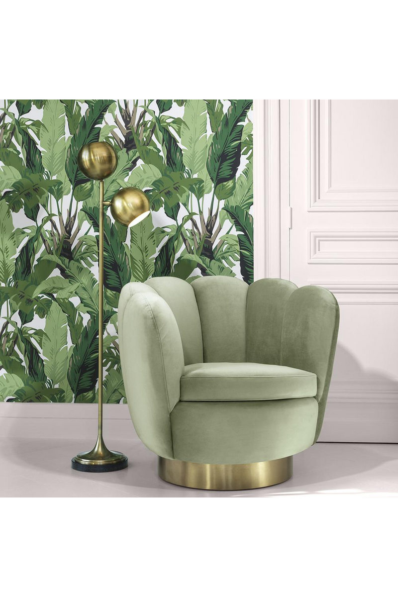 Fauteuil pivotant en velours vert | Eichholtz Mirage | Meubleluxe.fr