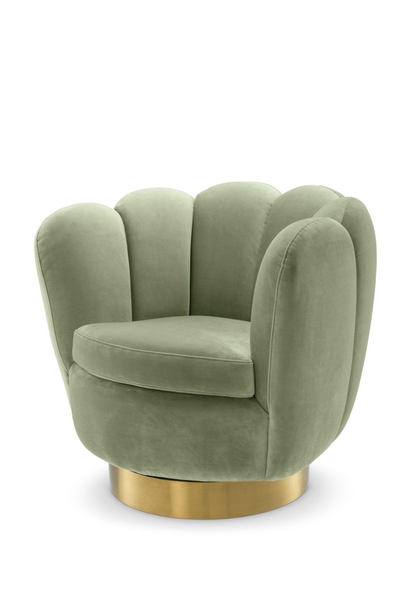 Fauteuil pivotant en velours vert | Eichholtz Mirage | Meubleluxe.fr