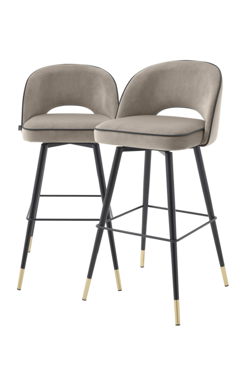 Chaise de bar beige L (lot de 2) | Eichholtz Cliff | Meubleluxe.fr