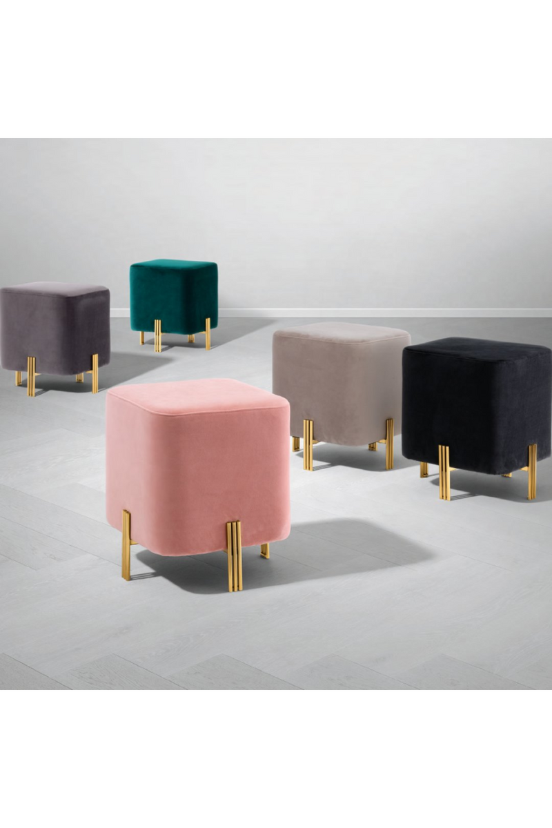 Tabouret en velours beige | Eichholtz Burnett | Meubleluxe.fr