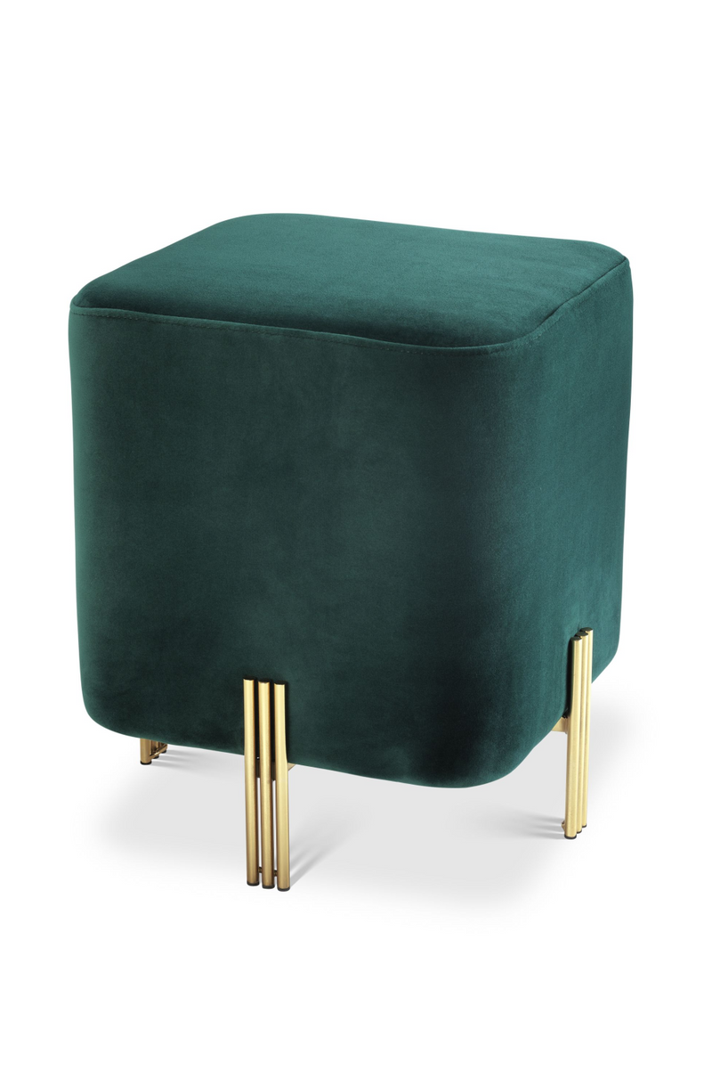 Tabouret en velours vert | Eichholtz Burnett | Meubleluxe.fr