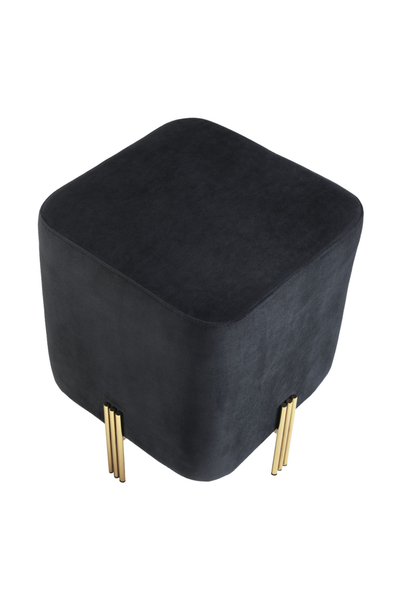 Tabouret en velours noir | Eichholtz Burnett | Meubleluxe.fr