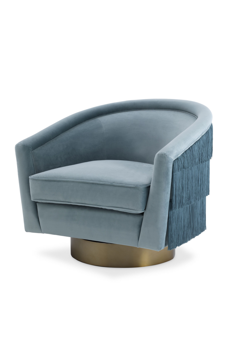 Fauteuil pivotant velours bleu | Eichholtz Le Vante | Meubleluxe.fr