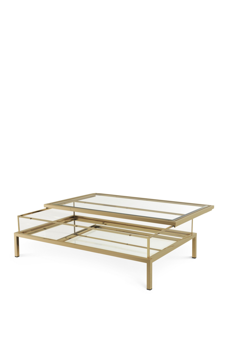 Table basse à plateau coulissant en laiton brossé | Eichholtz Harvey | Meubleluxe.fr