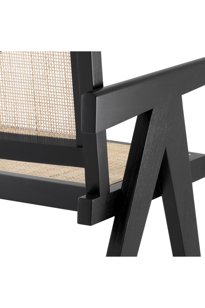 Chaise de salle à manger noire en rotin | Eichholtz Aristide | Meubleluxe.fr