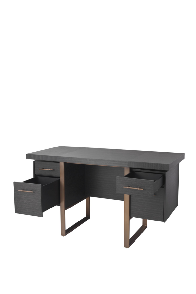 Bureau gris en chêne et en bronze | Eichholtz Canova | Meubleluxe.fr