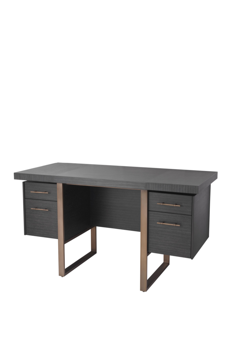 Bureau gris en chêne et en bronze | Eichholtz Canova | Meubleluxe.fr