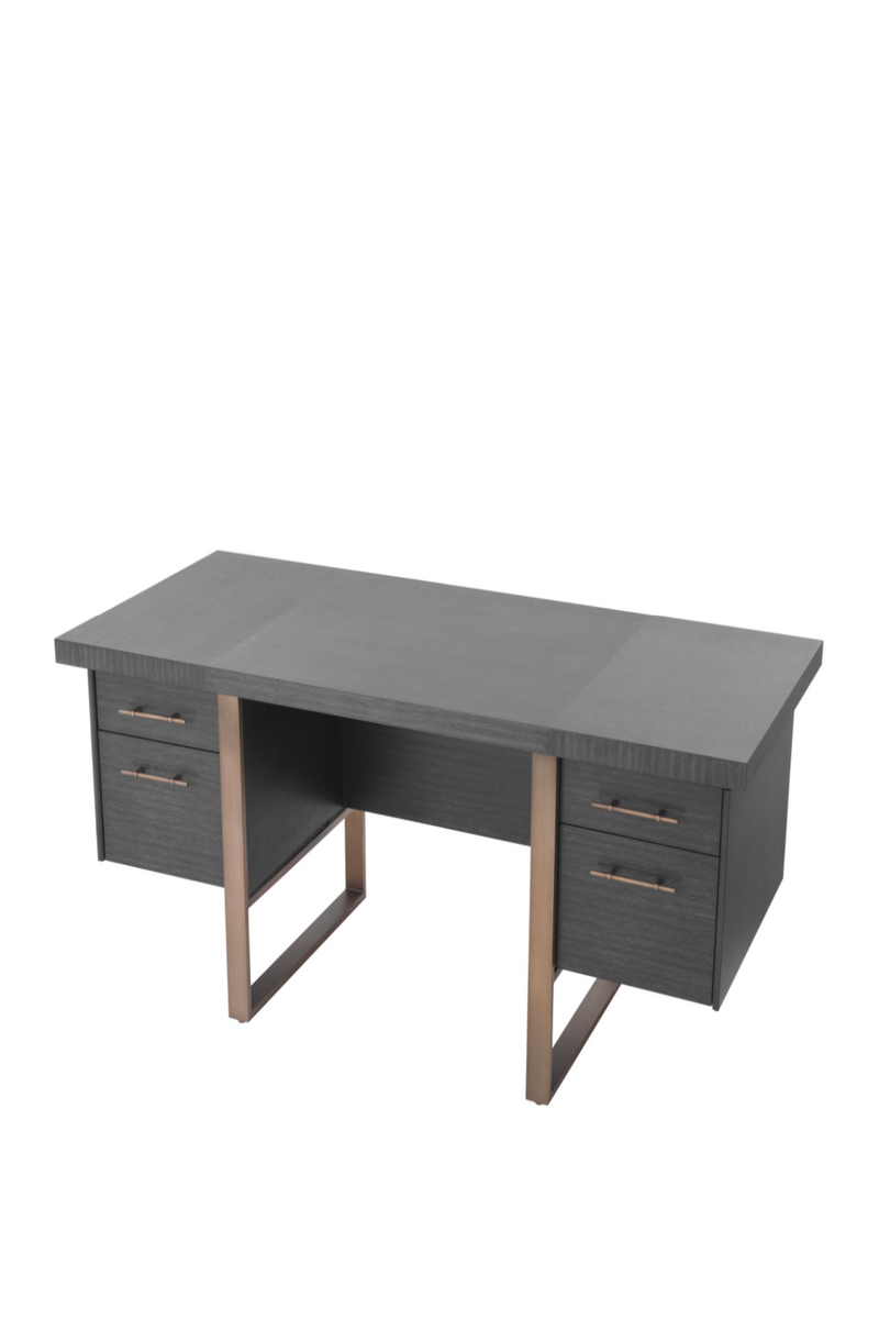 Bureau gris en chêne et en bronze | Eichholtz Canova | Meubleluxe.fr