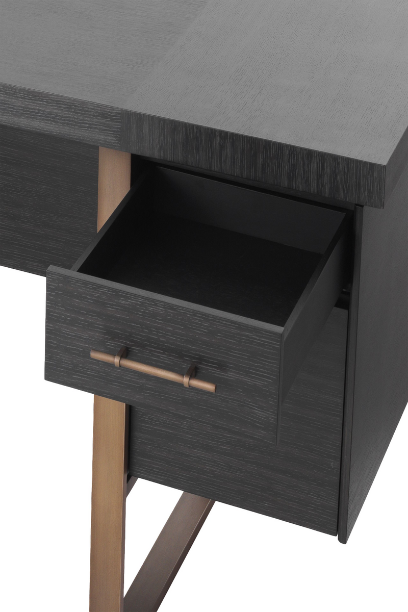 Bureau gris en chêne et en bronze | Eichholtz Canova | Meubleluxe.fr