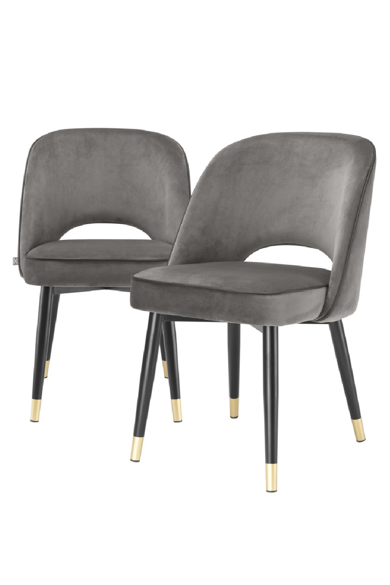 Chaises en velours gris (lot de 2) | Eichholtz Cliff | Meubleluxe.fr