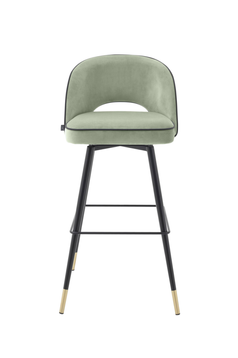 Chaise de bar en velours vert L (lot de 2) | Eichholtz Cliff | Meubleluxe.fr