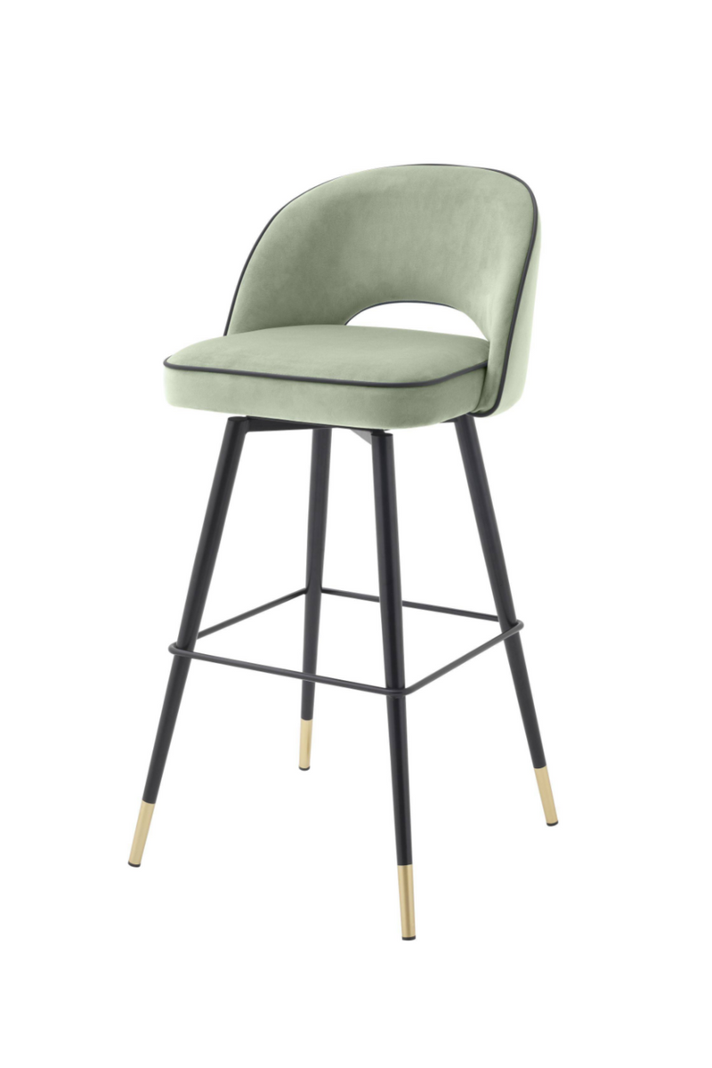 Chaise de bar en velours vert L (lot de 2) | Eichholtz Cliff | Meubleluxe.fr