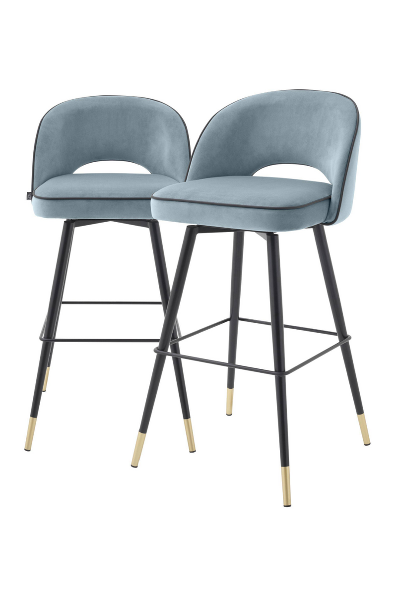 Chaise de bar bleu L (lot de 2) | Eichholtz Cliff | Meubleluxe.fr