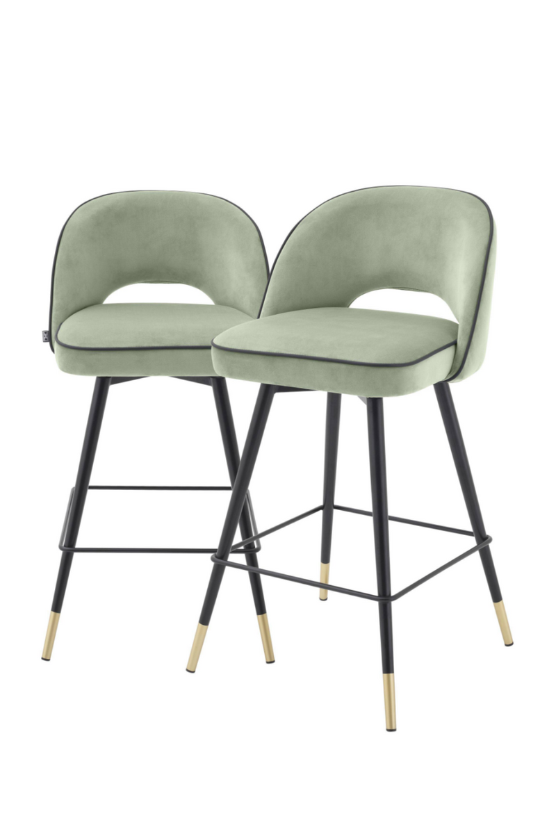 Chaise de bar en velours vert S (lot de 2) | Eichholtz Cliff | Meubleluxe.fr