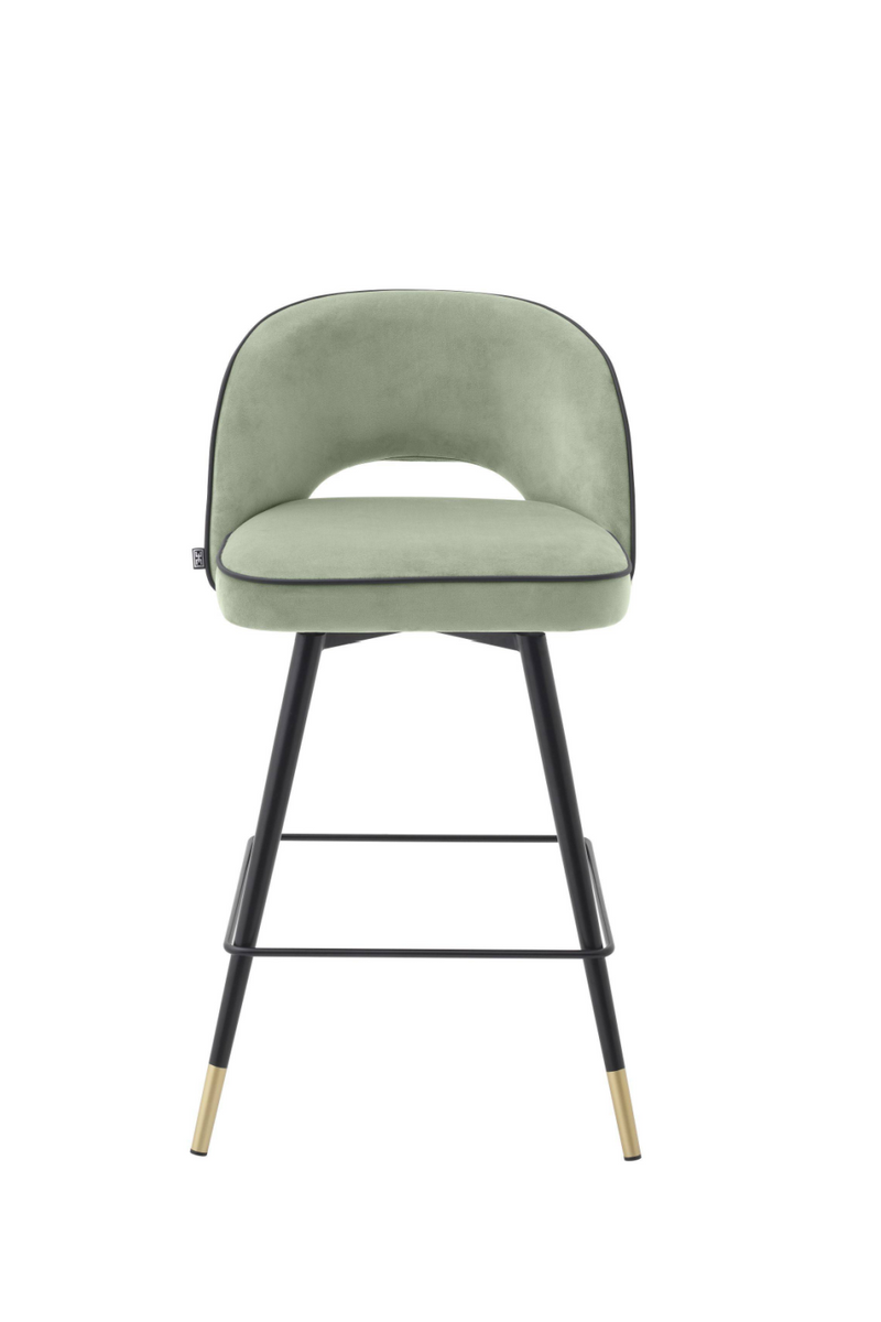 Chaise de bar en velours vert S (lot de 2) | Eichholtz Cliff | Meubleluxe.fr