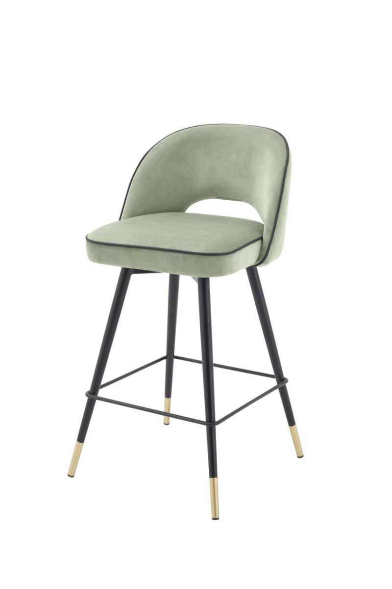 Chaise de bar en velours vert S (lot de 2) | Eichholtz Cliff | Meubleluxe.fr