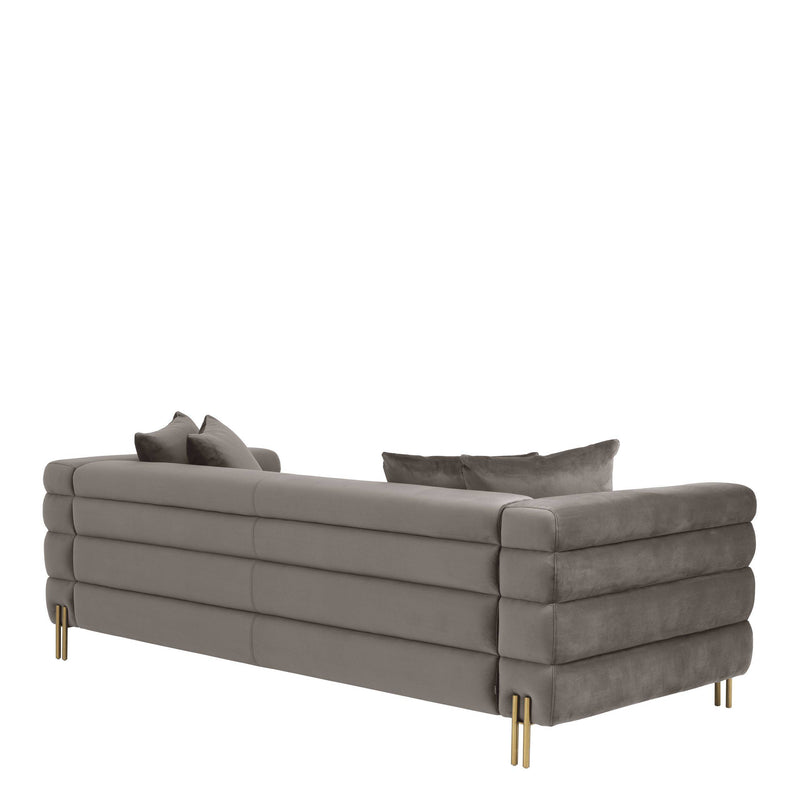 Canapé velours taupe Art Déco | Eichholtz York | Meubleluxe.fr