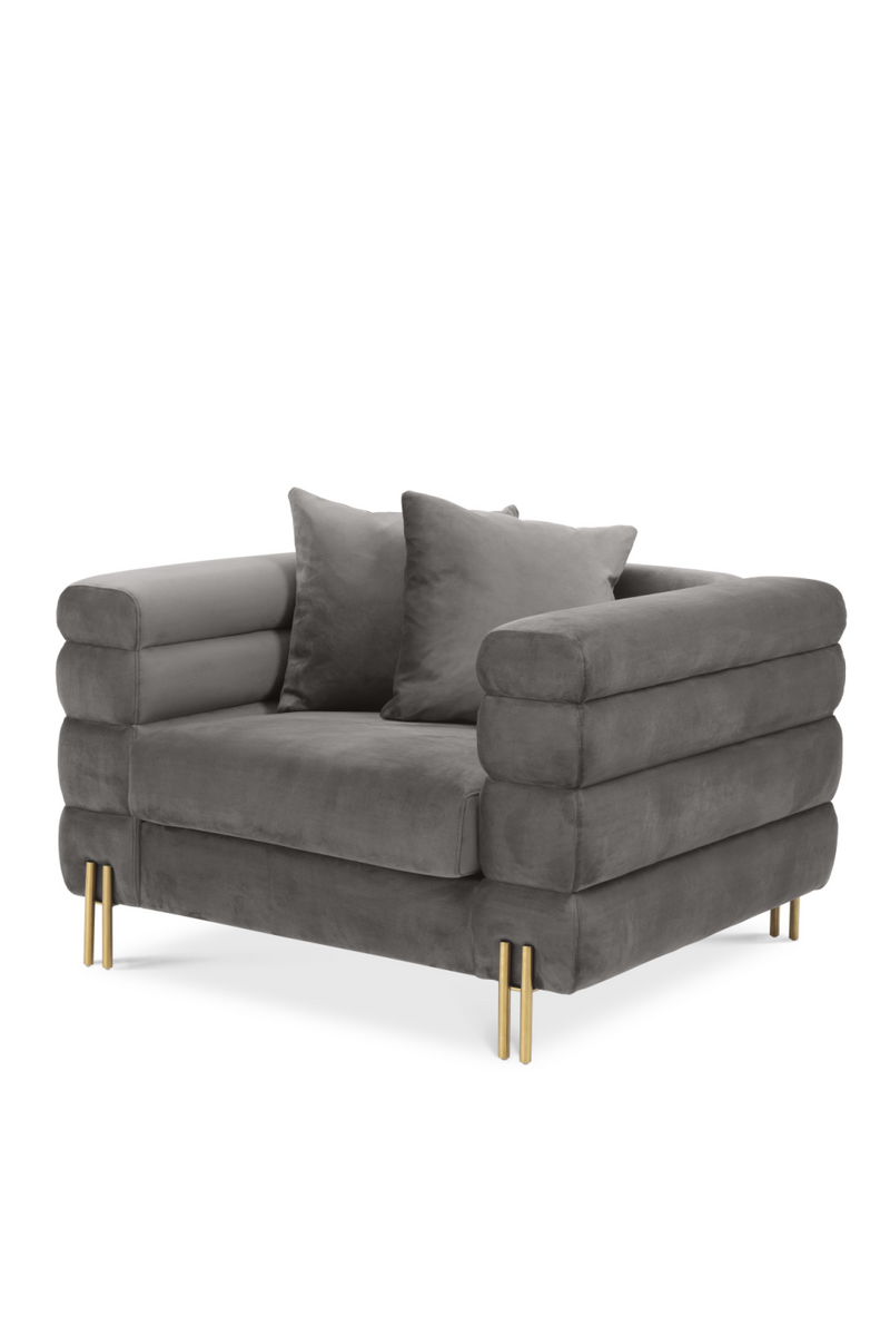 Fauteuil velours gris Art Déco | Eichholtz York | Meubleluxe.fr