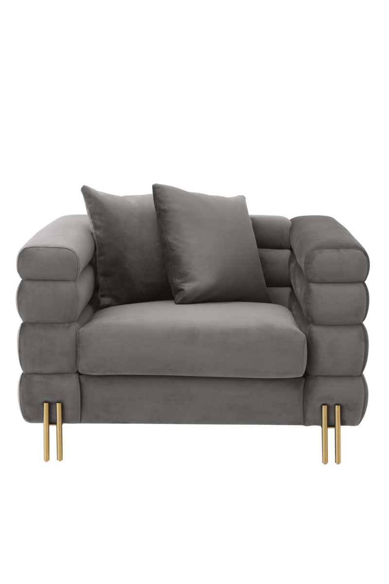 Fauteuil velours gris Art Déco | Eichholtz York | Meubleluxe.fr