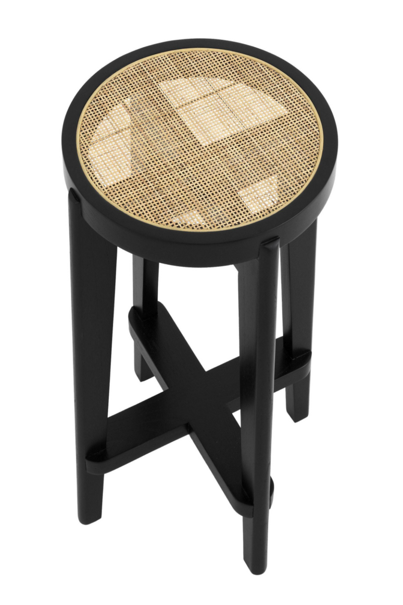 Tabouret de bar noir en rotin -S- | Eichholtz Dareau | Meubleluxe.fr