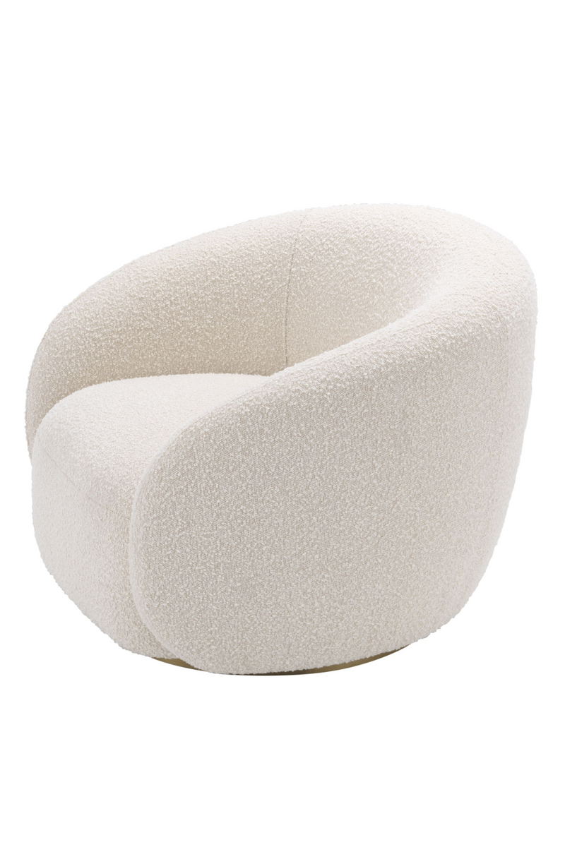 Fauteuil pivotant blanc bouclé crème | Eichholtz Brice | Meubleluxe.fr