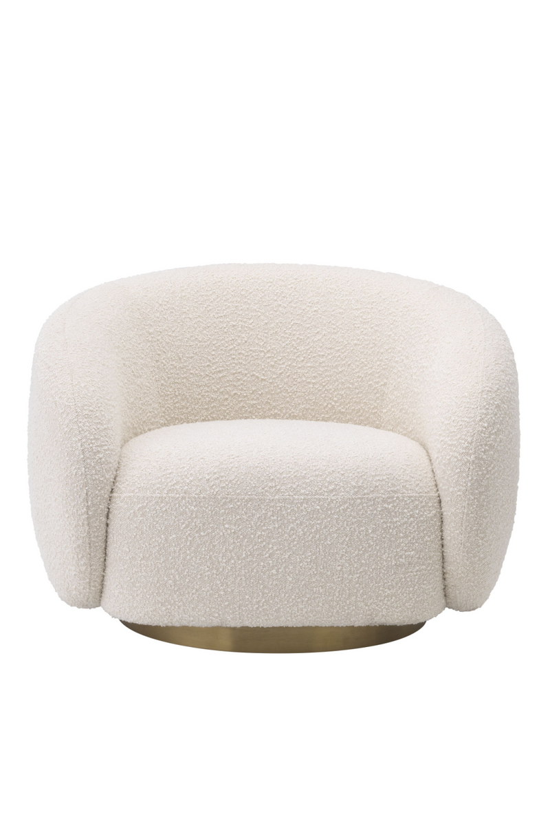 Fauteuil pivotant blanc bouclé crème | Eichholtz Brice | Meubleluxe.fr