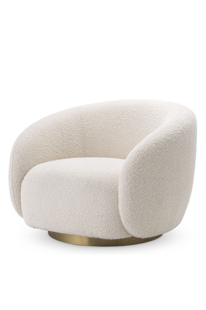 Fauteuil pivotant blanc bouclé crème | Eichholtz Brice | Meubleluxe.fr